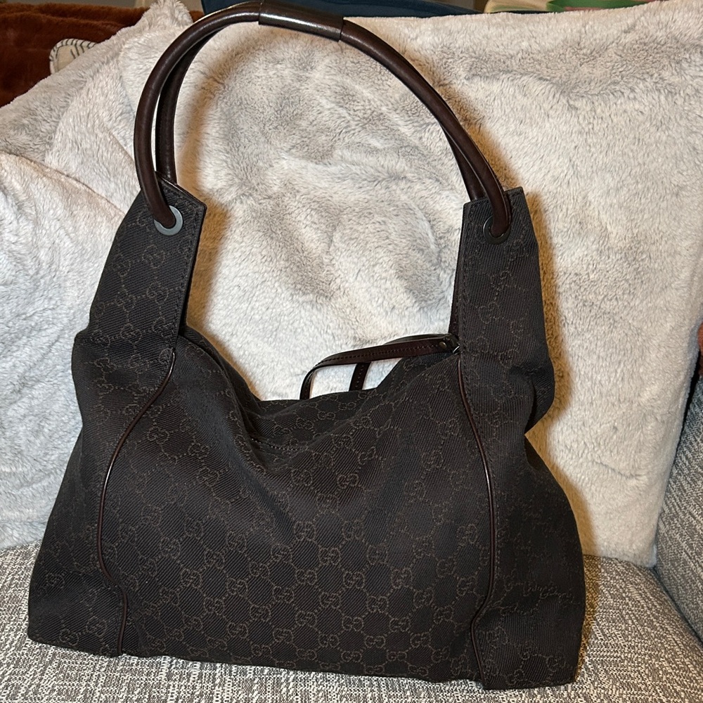 213. Gucci Dark Brown GG Hobo Bag - Picture 2 of 13